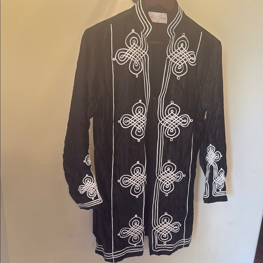 Miss June 💥 Paris. Black Embroidered Women's Jacket - Picture 3 of 4